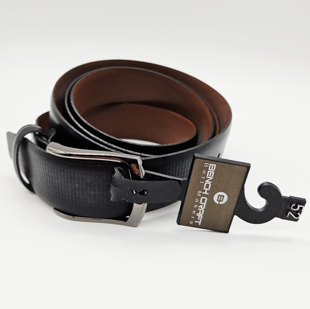 BENCH CRAFT | textured leather silver buckle belt